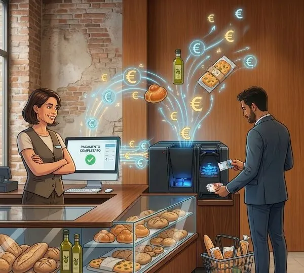 Cassa automatica per il contante collegata al gestionale in un punto vendita